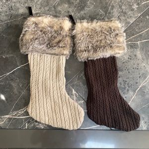 Two Pottery Barn holiday stockings. Only used once for decoration only